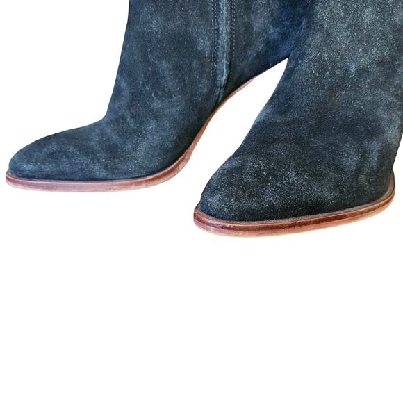 Sam Edelman Blake Black Suede Heels Boots Booties Side Zipper Block Heel 8.5 EUC - Picture 6 of 12